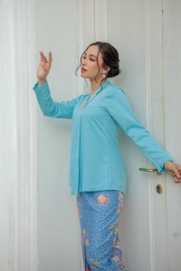 Classic Kebaya Batik in Sky Blue (TOP ONLY)